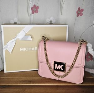 NWT MK Michael Kors Sonia Small Leather Shoulder Xbody Bag PINK W/ MK GIFT WRAP